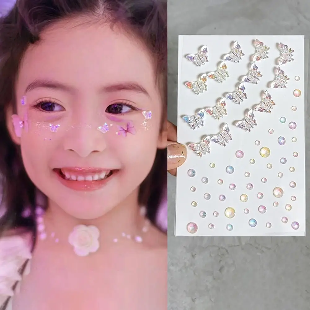 Face Decoration Face Jewelry Sticker Body Makeup Butterfly Flowers Stars Hearts Gemstone Sticker Adhesive Eye Shadow Sticker