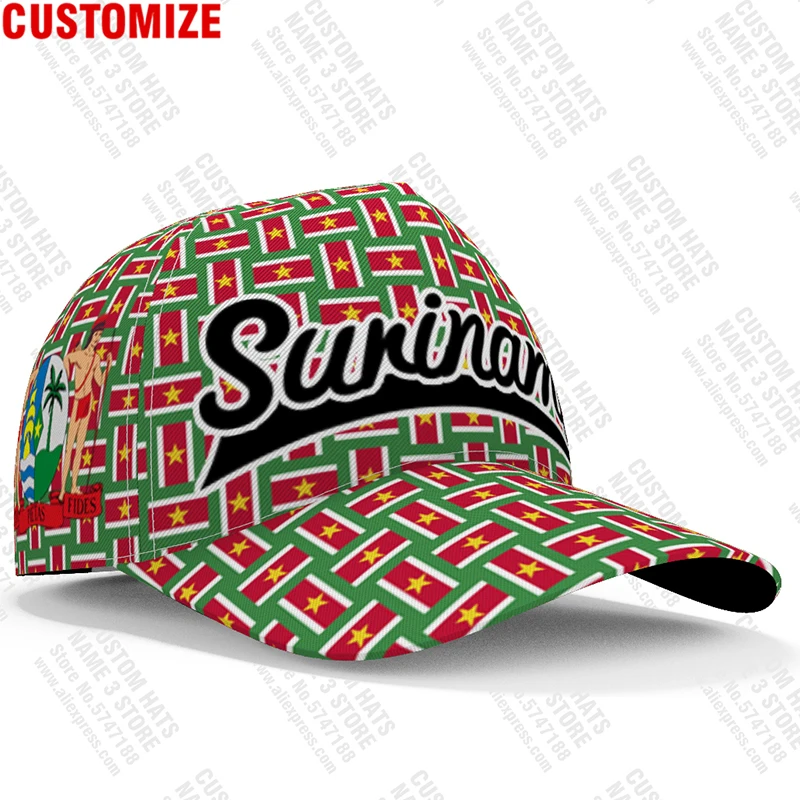 Suriname Baseball Caps Freies Nach Maß Name Anzahl Team Logo Sr Hut Sur Land Reise Dutch Nation Sranan Flagge Sarnam kopfbedeckungen