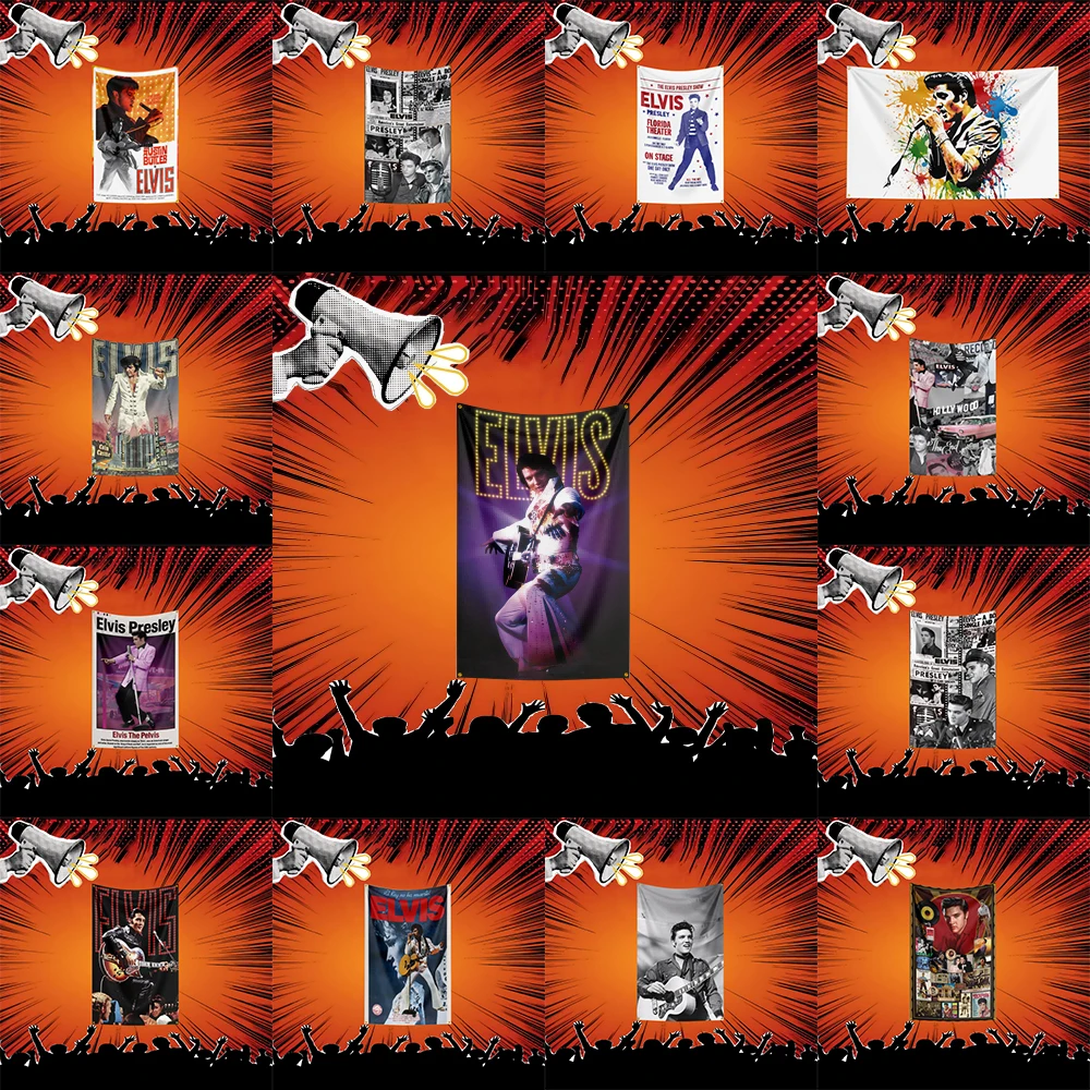Elvis Inspired Rock Music Flag 3x5 FT Polyester Banner For Bedroom Wall Decor Music Fans Gift