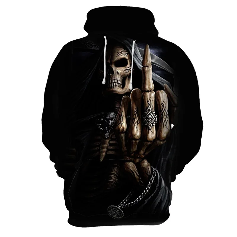 New Skull 3D Men's Fleeceless Hoodie