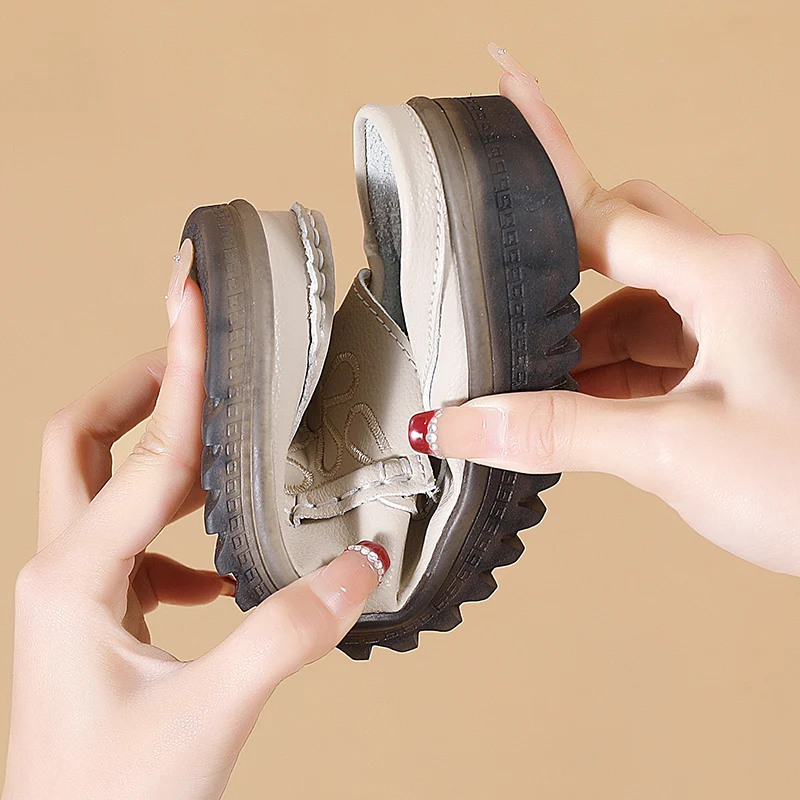 Flat Slip On Half Shoes For Women Slip-ons Flats Leather Casual Slippers Loafers Female Summer