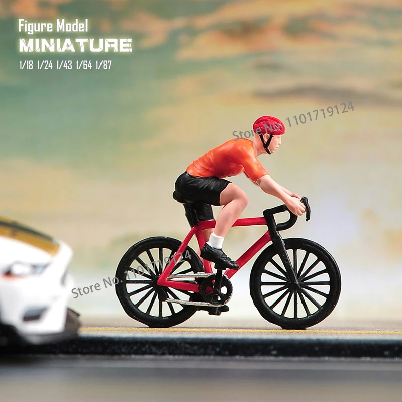 Miniatures 1/18 1/24 1/64 1/43 1/87 Racing Drivers Ride Bicycle Figure Diorama Street Scene Sand Table Prop Model Toy for Cars