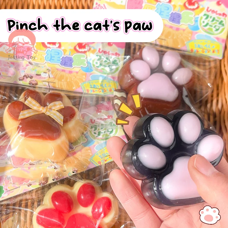 Cat Paw Mochi Taba Squishy Fidget Toy Cute Plush Cat Paw Silicone Slow Rebound Pinch Decompression Toy Stress Release Vent Toy