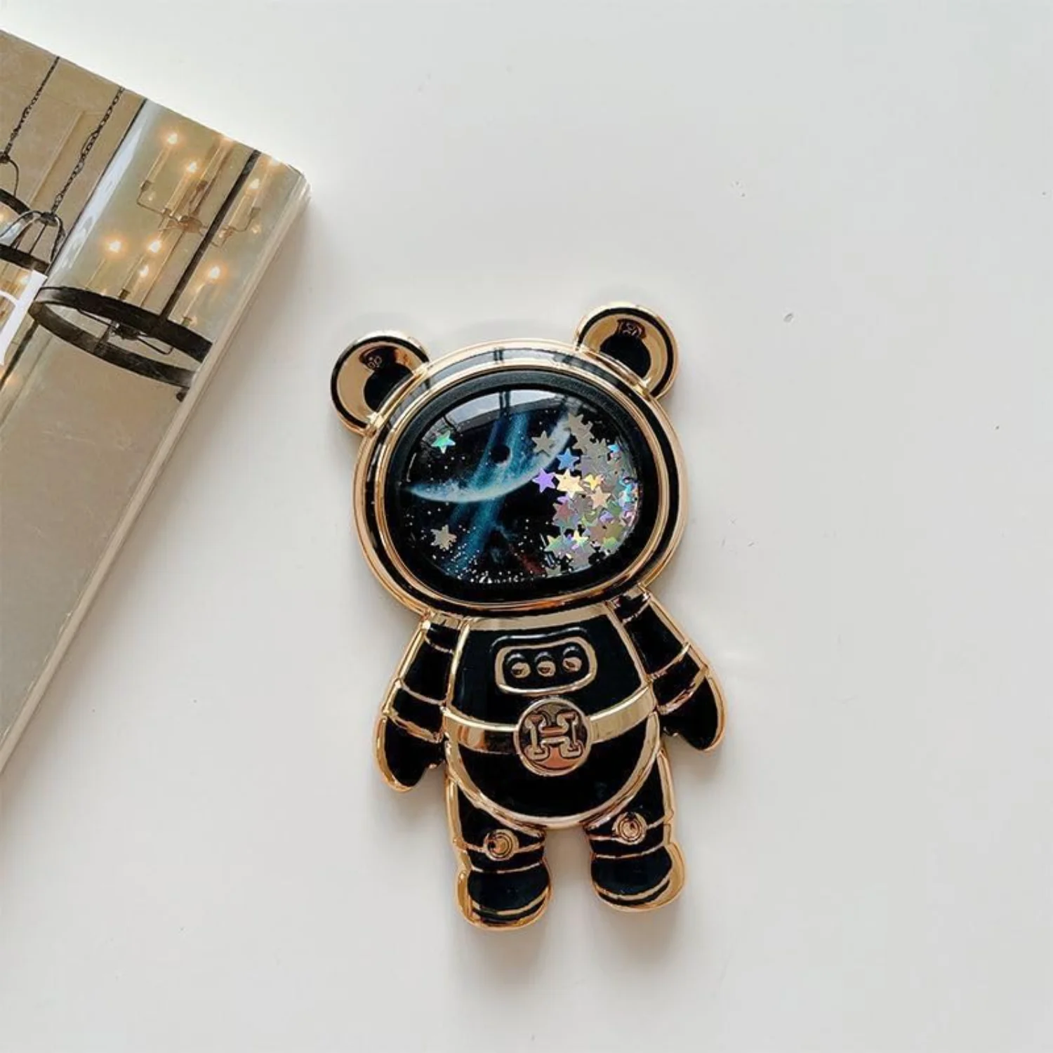 

Черная милая подставка для телефона, скрытая подставка для мобильного телефона для стола, держатель для телефона-астронавта, регулируемая подставка для планшетного телефона с кольцом