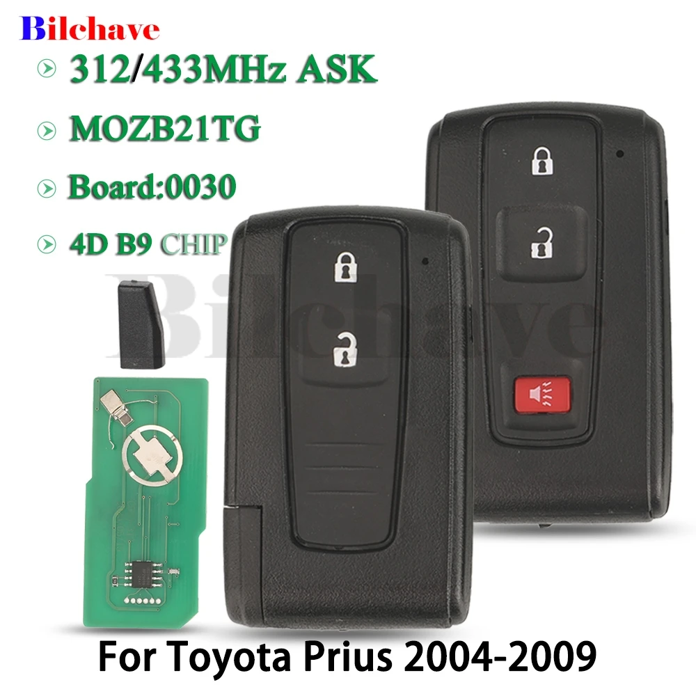 

jingyuqin MOZB21TG 4D B9 Chip 312mhz/433mhz ASK Board：0030 NO Keyless Go Fob For Toyota Prius 2004-2009 Car Remote Control Key