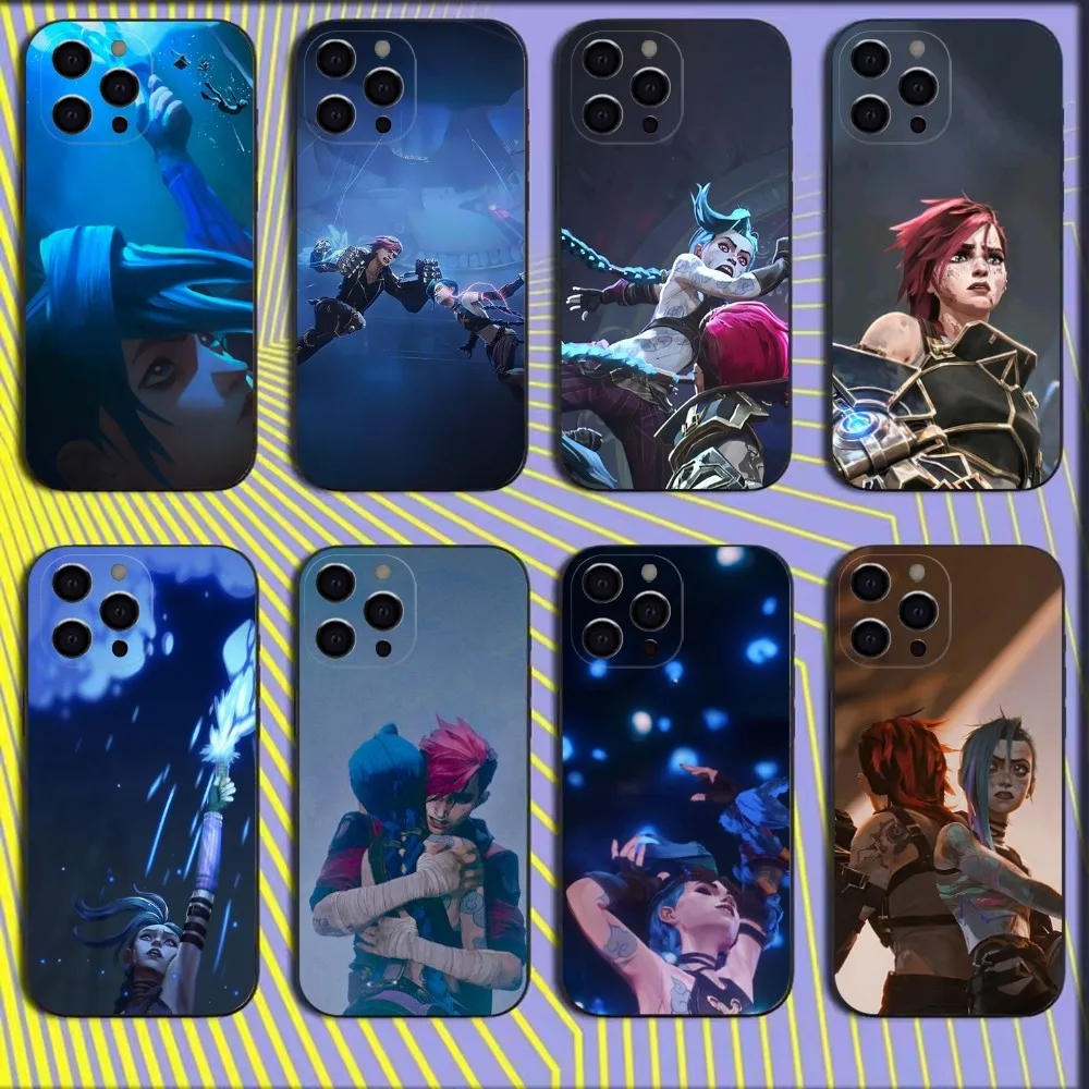 

Anime Arcane Jinx Vi Phone Case For iPhone 16,15,14,13,12,11,Mini,Pro,SE,MAX White Matte Shockproof Cover