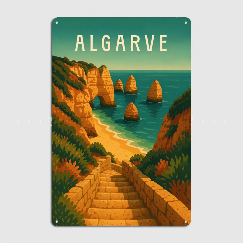 Algarve Coast Portugal Sunset Poster Metal Sign Bedroom Indoor Outdoor Home Decor Bar Custom Posters Wall Room Decorations