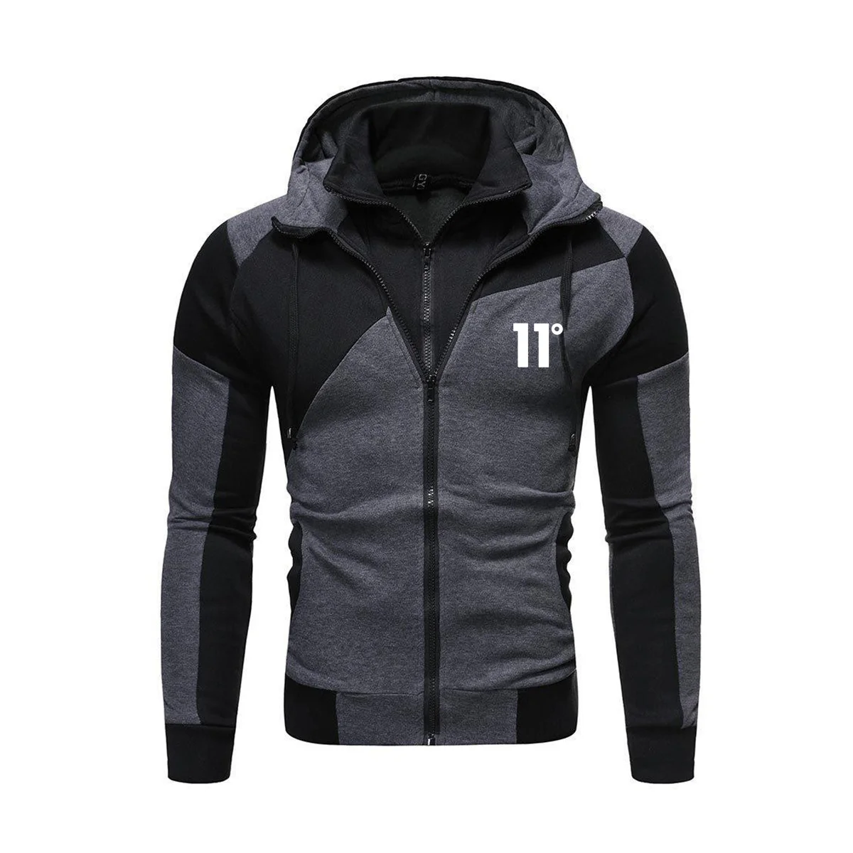 Spring Autumn 11 Degree Printed Men's Hooded Sweatshirt Men's Casual Hoodies Pullover Splice Fashion Zipper Hooded Sweatshirt