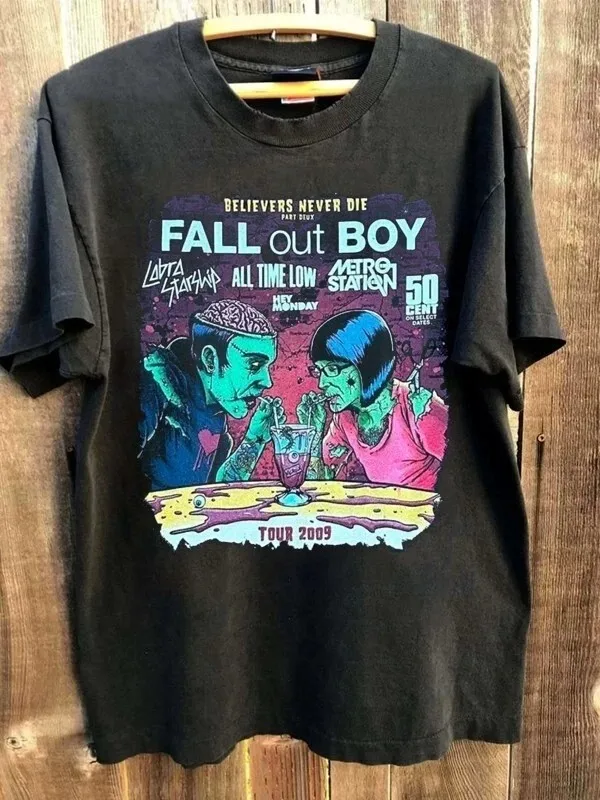Rock Punk T Shirts Retro Band Fall Out Boy Banana Rib Cage Tops Vintage Casual Loose Streetwear Print T-shirt Fans Gift Unisex