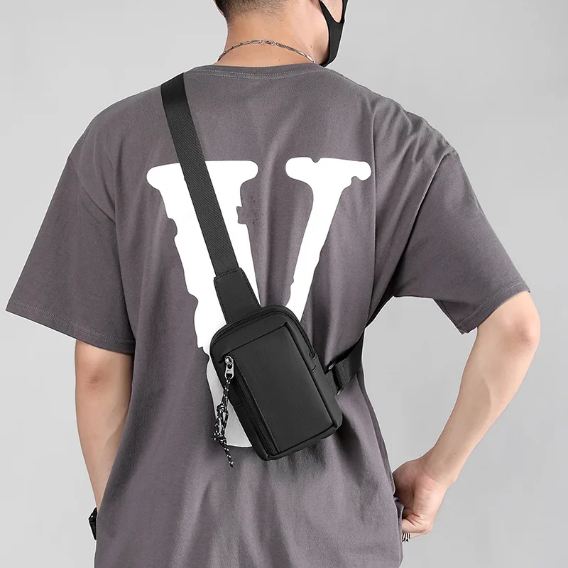 Bolso de hombro de nailon para hombre, bandolera de viaje para ocio al aire libre, Mini bolso de pecho deportivo multifuncional, bolso de teléfono móvil de tendencia Simple