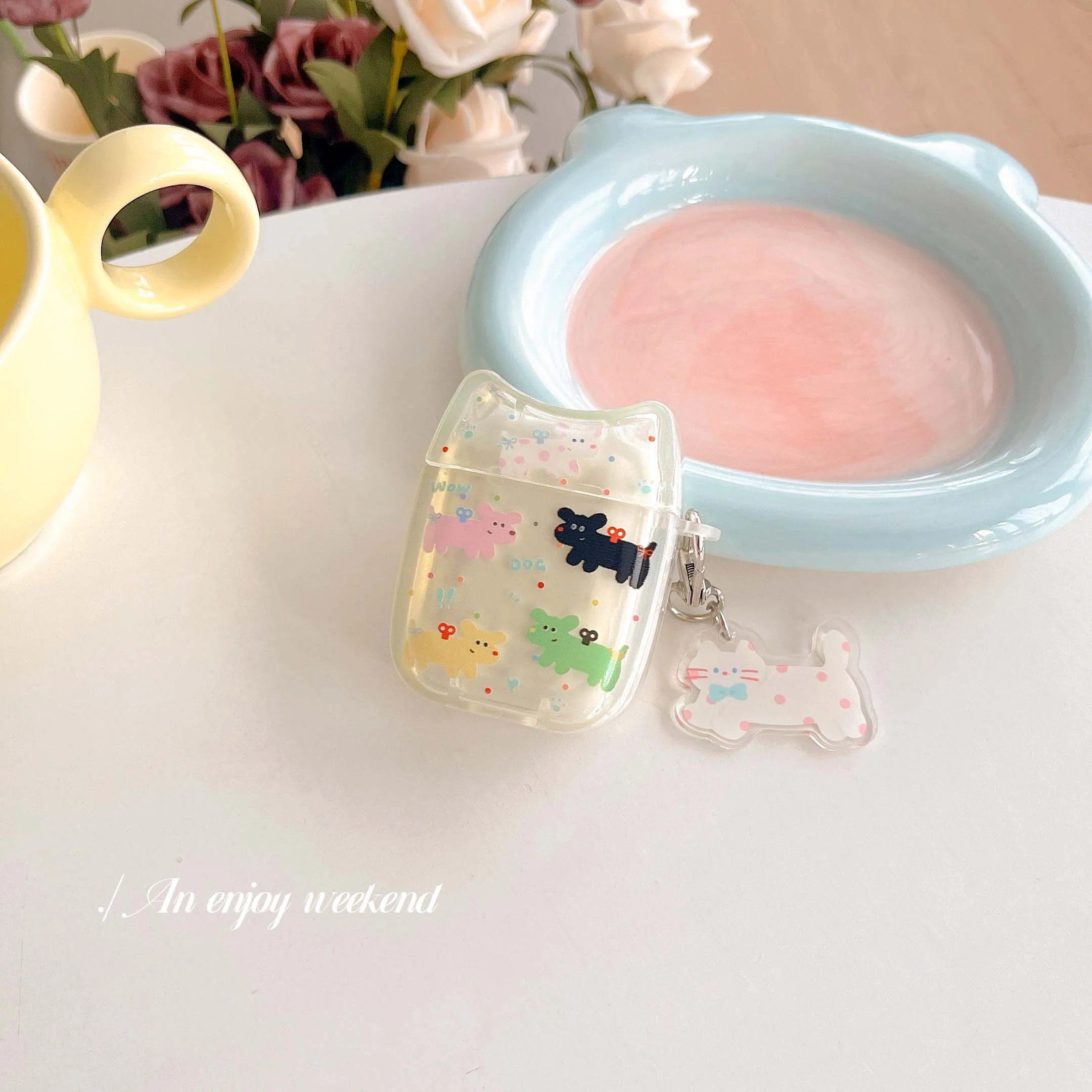 Colorful wave point cute cat earphone case for apple airpods 3 pro 2nd 2 1 wireless bluetooth charging box headset cover