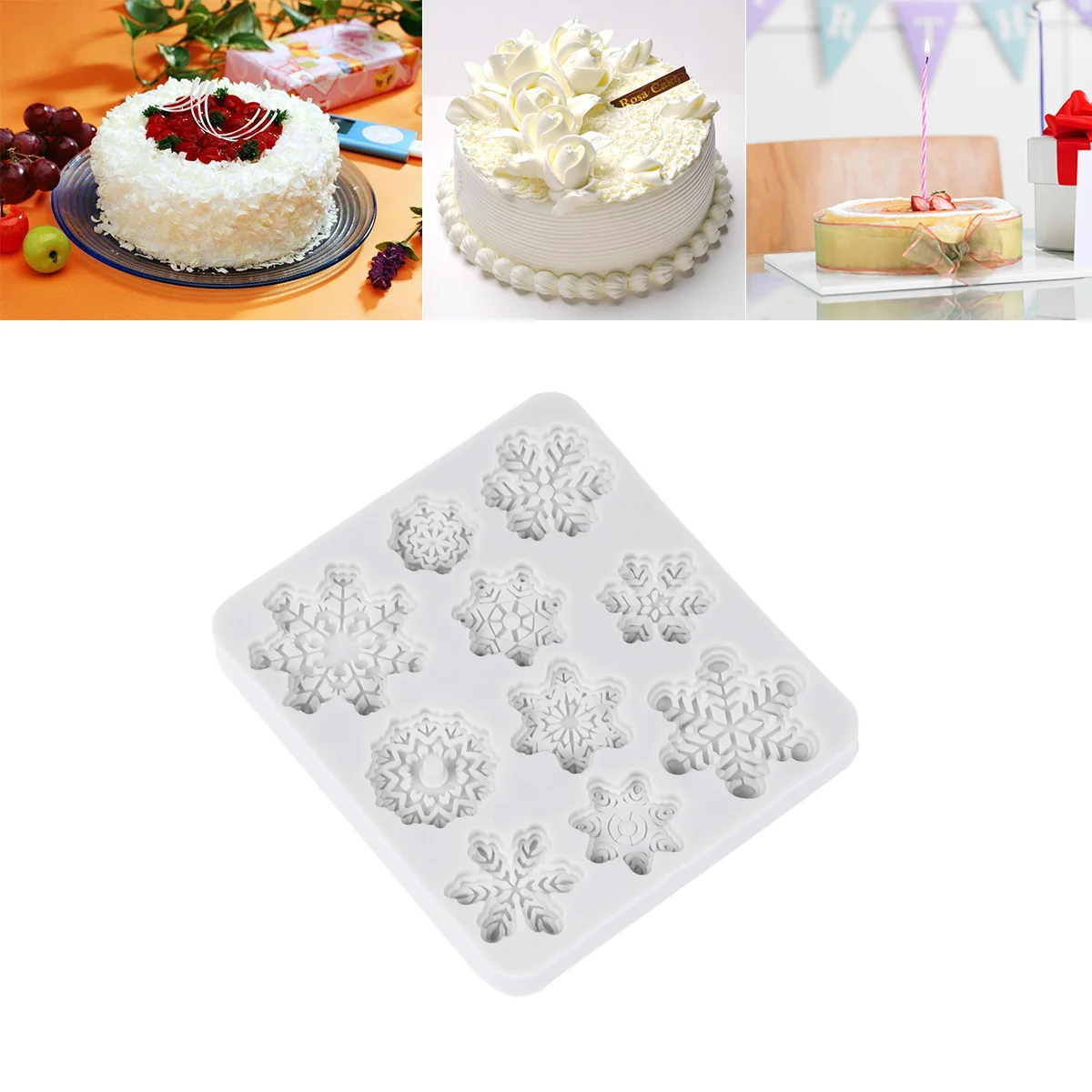 

10 Cavity Cake Silicone Molds for Candy Cookie Decorating Square Baking Christmas Mould Tray