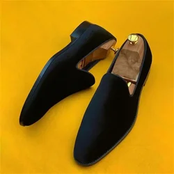 Mocassins en Daim à Talons Bas pour Homme, Chaussures Classiques Confortables, Décontractées, Rétro, à la Mode