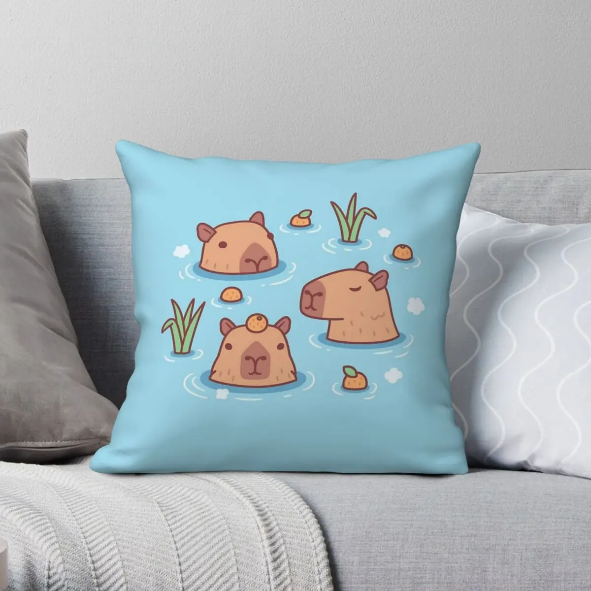 

Capybaras Chilling In Hot Spring Pillowcase Polyester Linen Velvet Printed Zip Throw Pillow Case Sofa Seater Cushion Cover 45x45