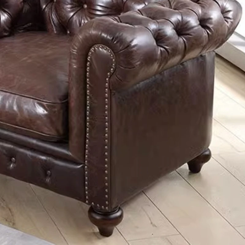 أرائك حديثة بسيطة أثاث منزلي إيطالي أرائك ترفيهية لغرفة المعيشة أثاث من الجلد الصناعي المريح El Sofá MHSF #5