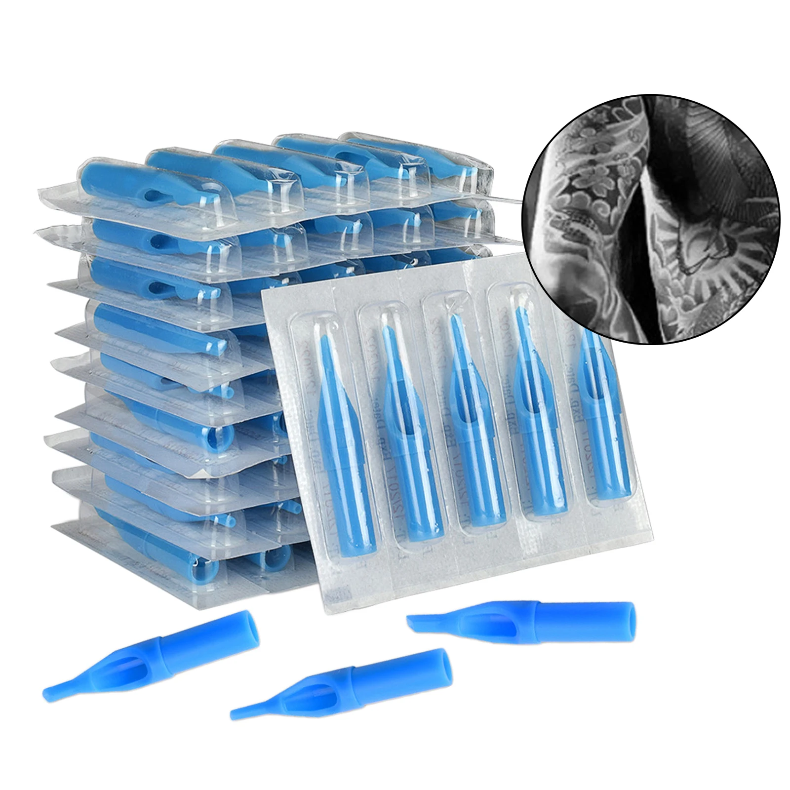 

100X Disposable Tattoo Tips, Assorted for 3RL 5RL 9RL 5RS 9RS 5M1 7M1 Tattoo Round Flat Magnum Sterileze