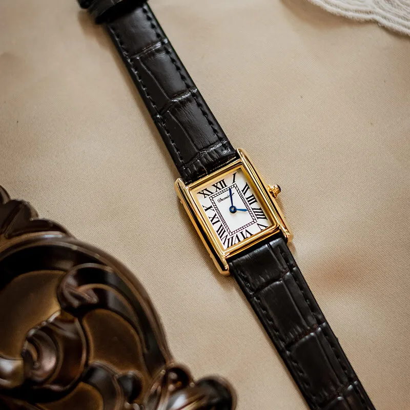 New Rectangular Vintage Leather Strap Women'S WatchPractical Gift For WomenLuxury Women'S WatchHigh-Quality Women'S Wristwatch.
