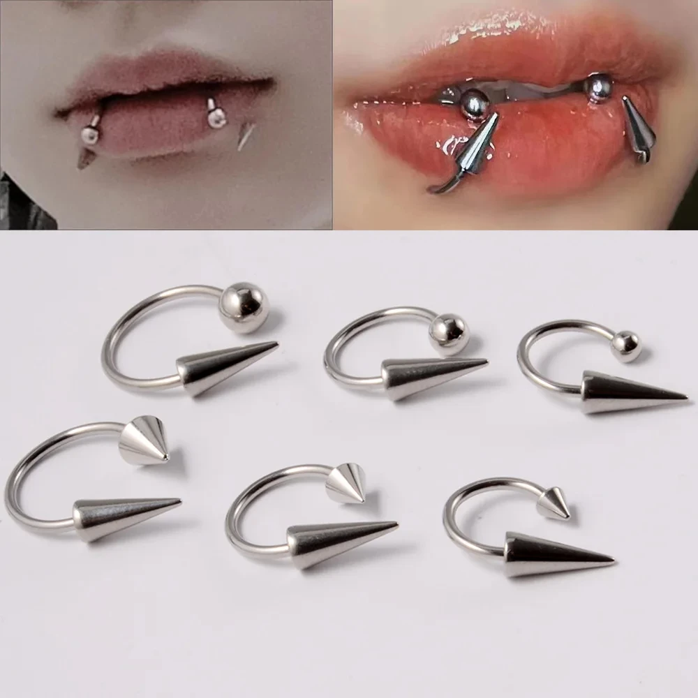 16G Stainless Steel Piercing Lip Daith Studs Statement Gothic Nose Piercing Ring Helix Tragus Labret Lip Piercing Body Jewelry