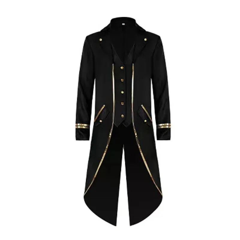 

qq273В наличии средневековый золотой костюм для шоу на Хэллоуин, элегантный джентльменский смокинг для взрослых мужчин, сценический костюм высокого качества