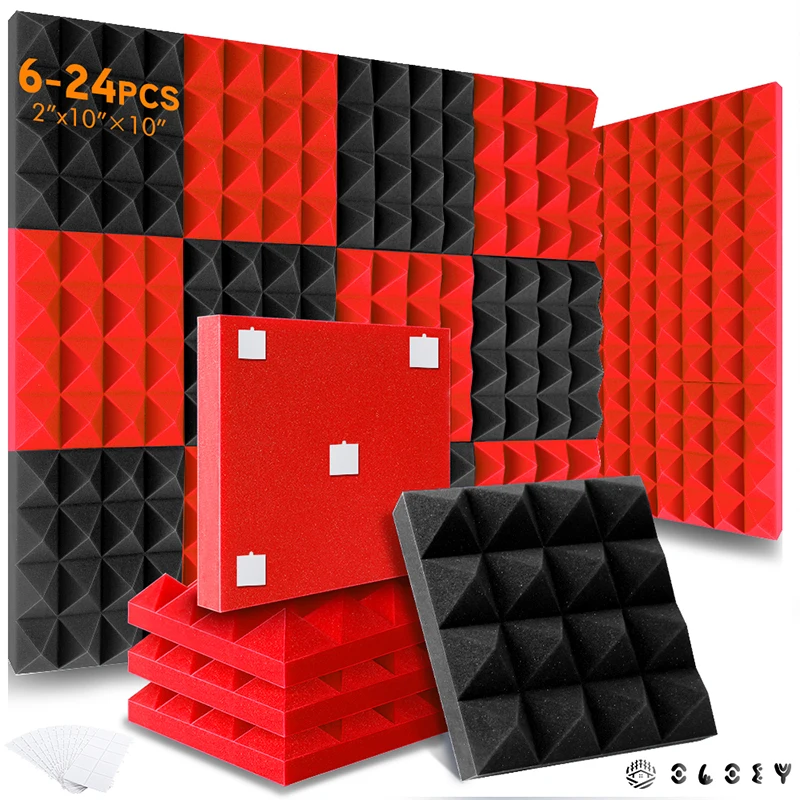 

Acoustic Conditioning 6/12/24 Pcs, Soundproof Sponge Panels Sound Absorbing Material, For Studio Drum Room Absorption Treatment