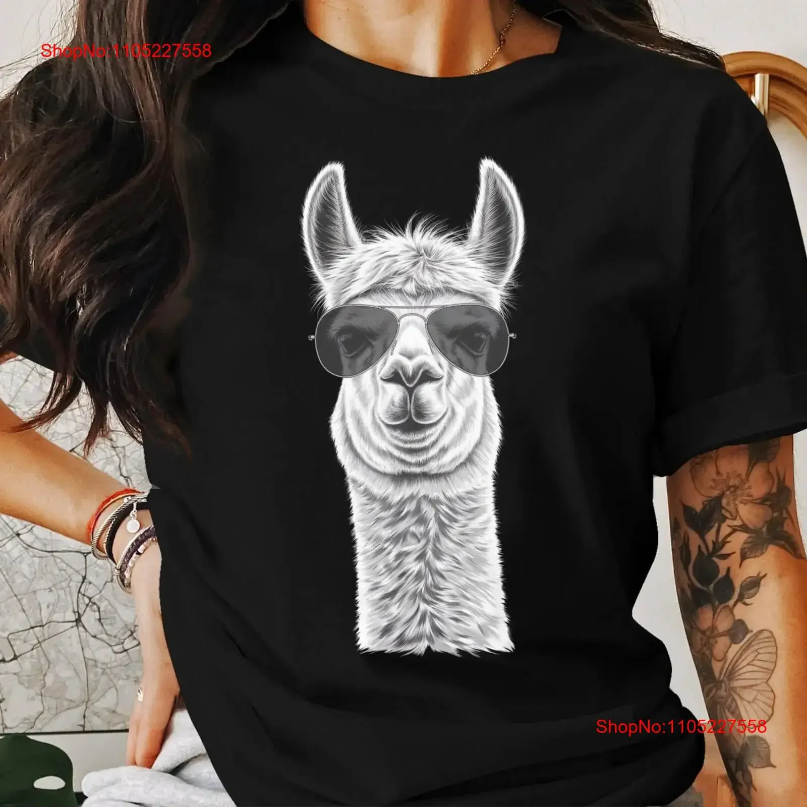 Cool Llama Sunglasses T Shirt SweaT or Funny Animal Unique Trendy Lover s Print vintage Washed Casual graphic Stylish Slightly