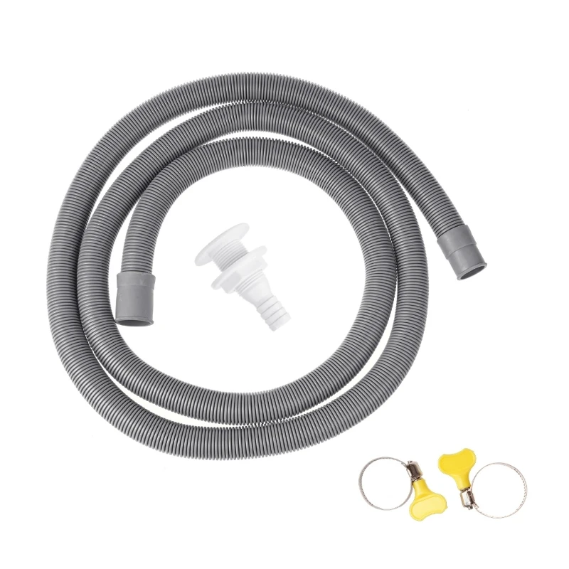 

Convenient Washing Machine Drain Extension set Lightweight 2 Meter Extension Hose with Clip set Washing Machine Hose set