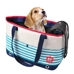 EDENPETZ Portable Pet Dog Cat Carrier,Load 5KG Navy Style Airline Approved,Small Pet Transport Handbag