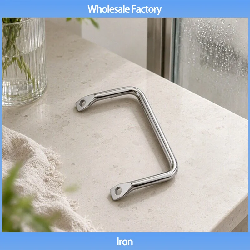 (Multiple Packs) Round Steel Bent Angle Side Mounted Handle Iron Industrial Equipment Handle