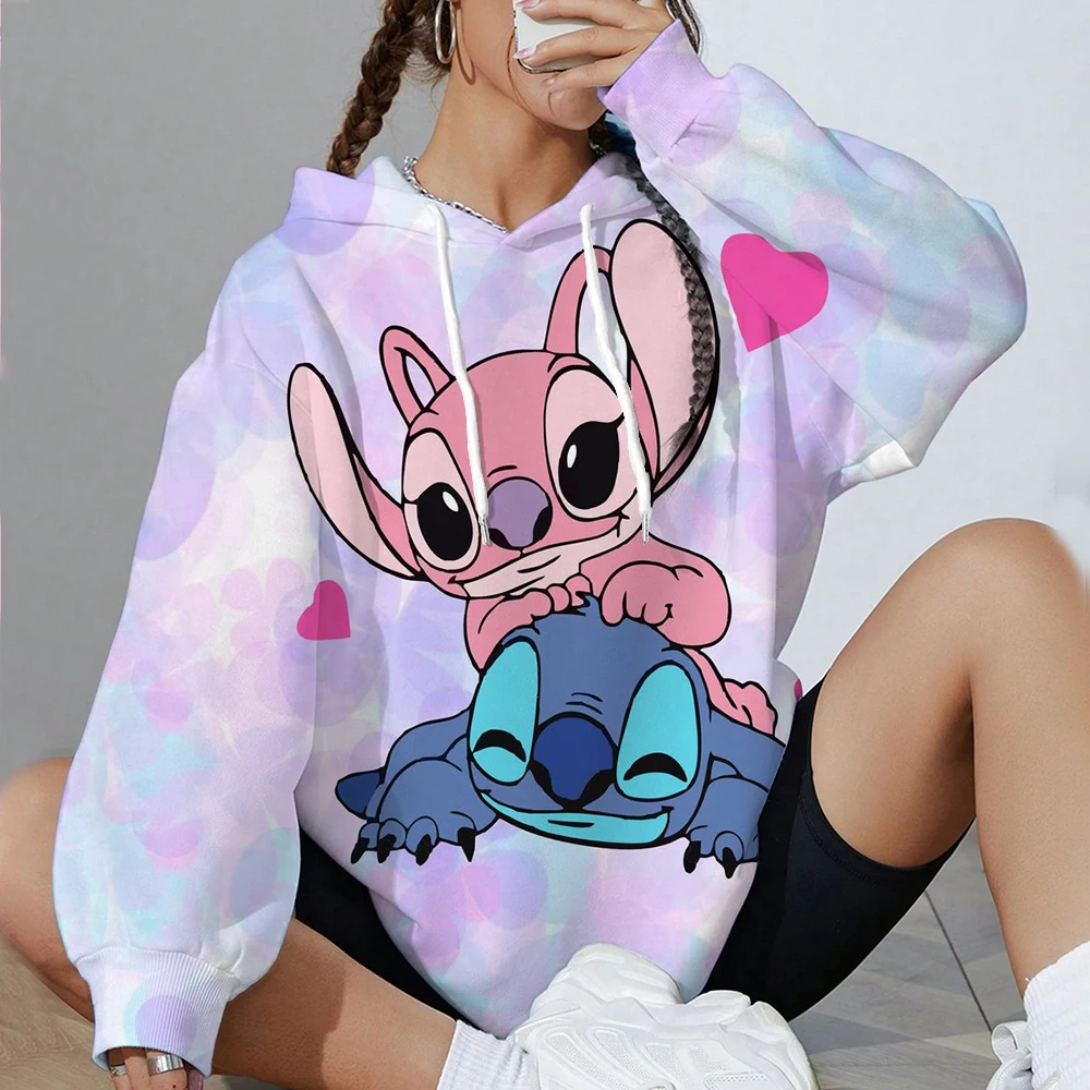 Disney Stitch Printed Hoodie Women's Comfortable Loose Sweatshirt Winter Hoodie Basic Pocket Women's Clothes