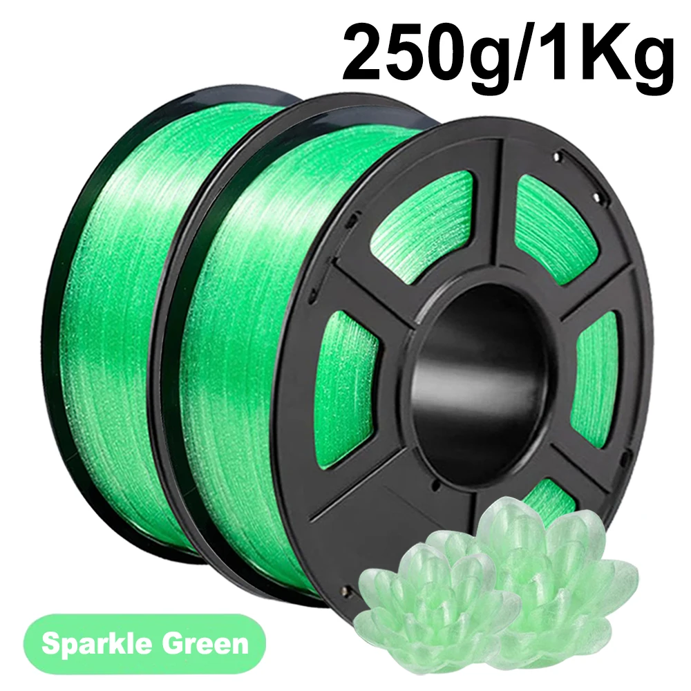250g 1Kg PLA Transparent Crystal Sparkle Green 3D Printer PLA Filament 1.75mm Crystal Sparkle Green 3D Printer Material