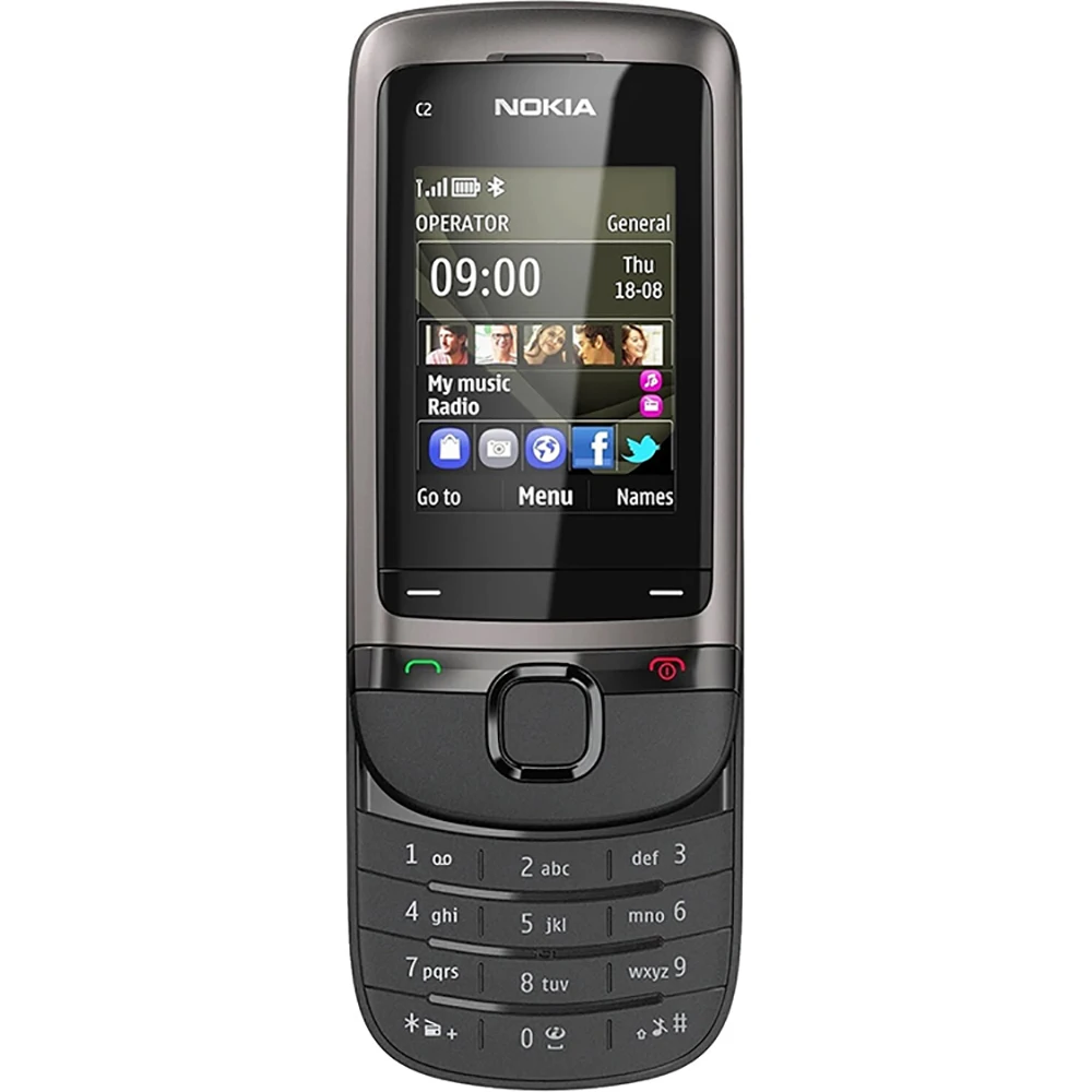 Nokia C2-05 2G Ponsel Geser 3.5mm 0.3MP Bluetooth GSM 2-inci 1020mAh Radio FM 900/1800 Keyboard Fisik Ponsel Cadangan Nokia Terbuka Kuncinya