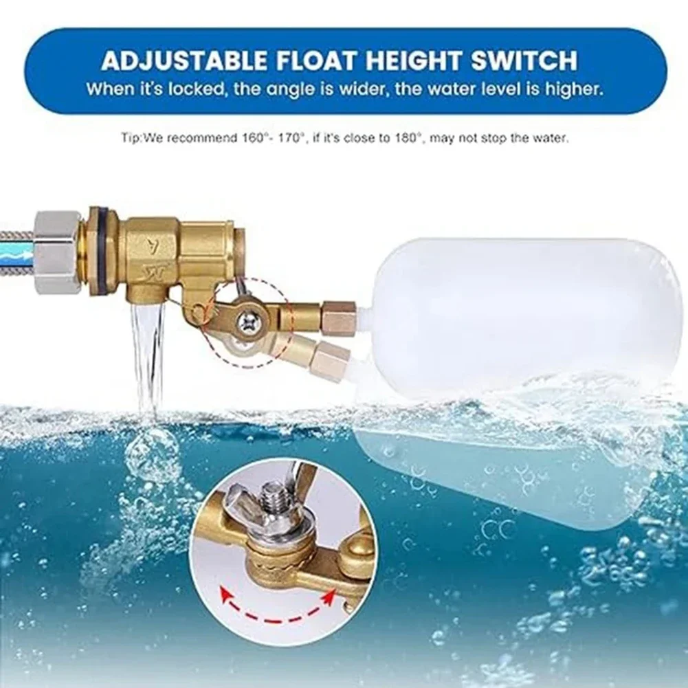 1pc Brass Float Valve For Pond Float Valve Adjustable 1/2'' Shut-off Auto Fill For Livestock Tanks Aquariums Water Float Valve