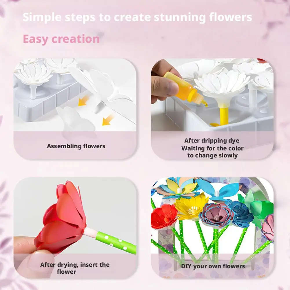 Zestaw naukowy do tworzenia kwiatów z papieru DIY, zestaw do rękodzieła kwiatowego, ręcznie robione kwiaty, prezent dla dziewczynek, prezent na Boże Narodzenie, prezent urodzinowy, kolekcja rękodzieła