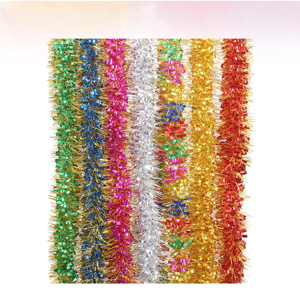

8pcs 2M Colored Tinsel Bow Garland Metallic Festoon For Party Christmas Decoration Reusable Light Soft Easy To Hang Sparkling