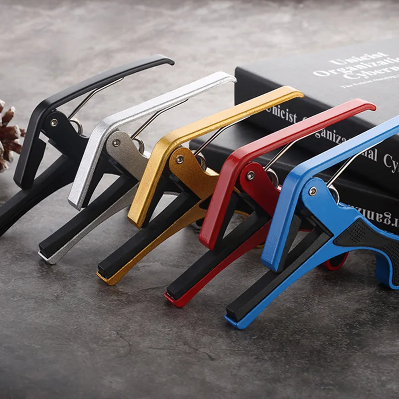 Cejilla de guitarra de metal para guitarra eléctrica acústica con almohadilla de silicona Clip de aluminio de una sola mano