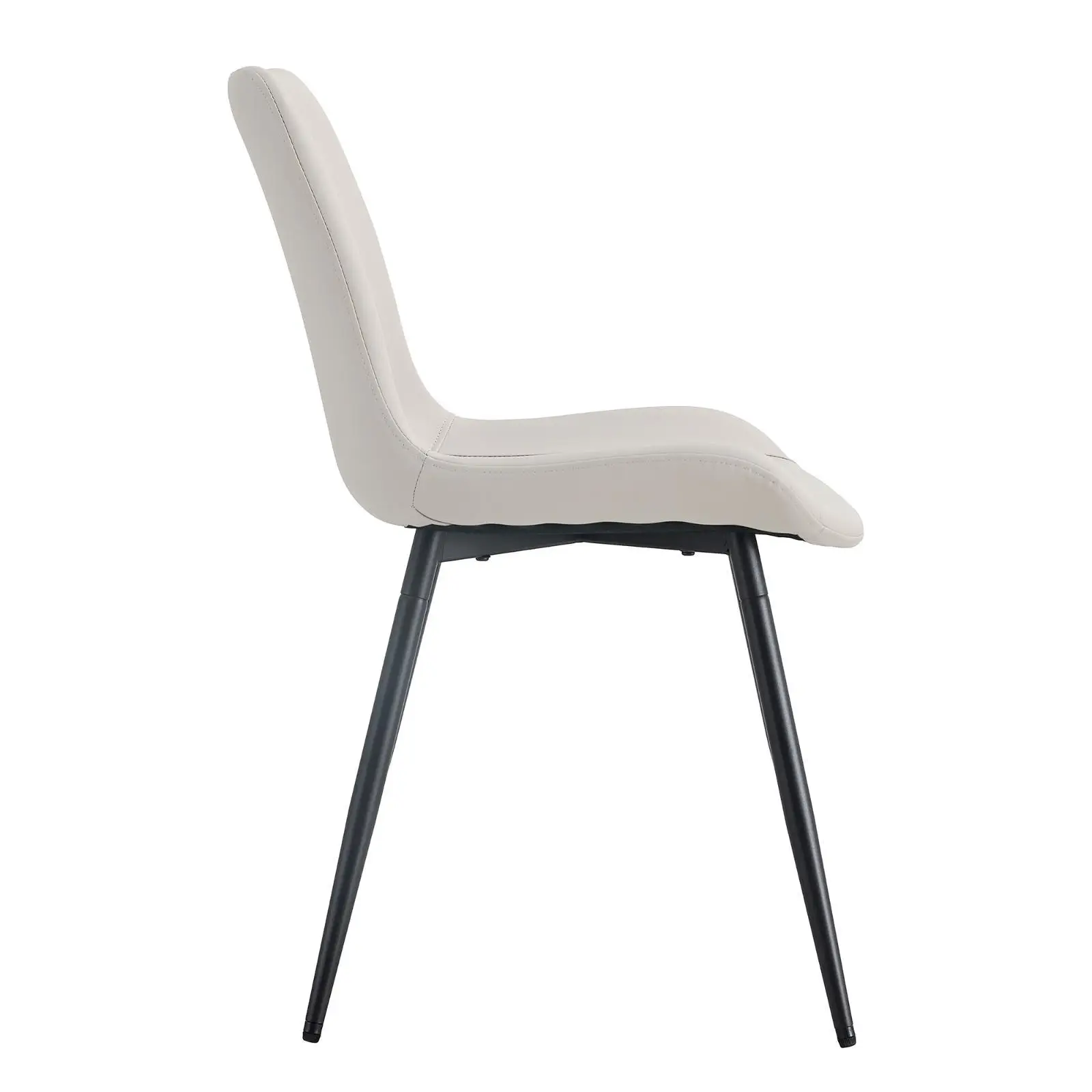 

Modern White Leather Dining Chairs Metal Legs and Ergonomic Design, for Home or Office Use