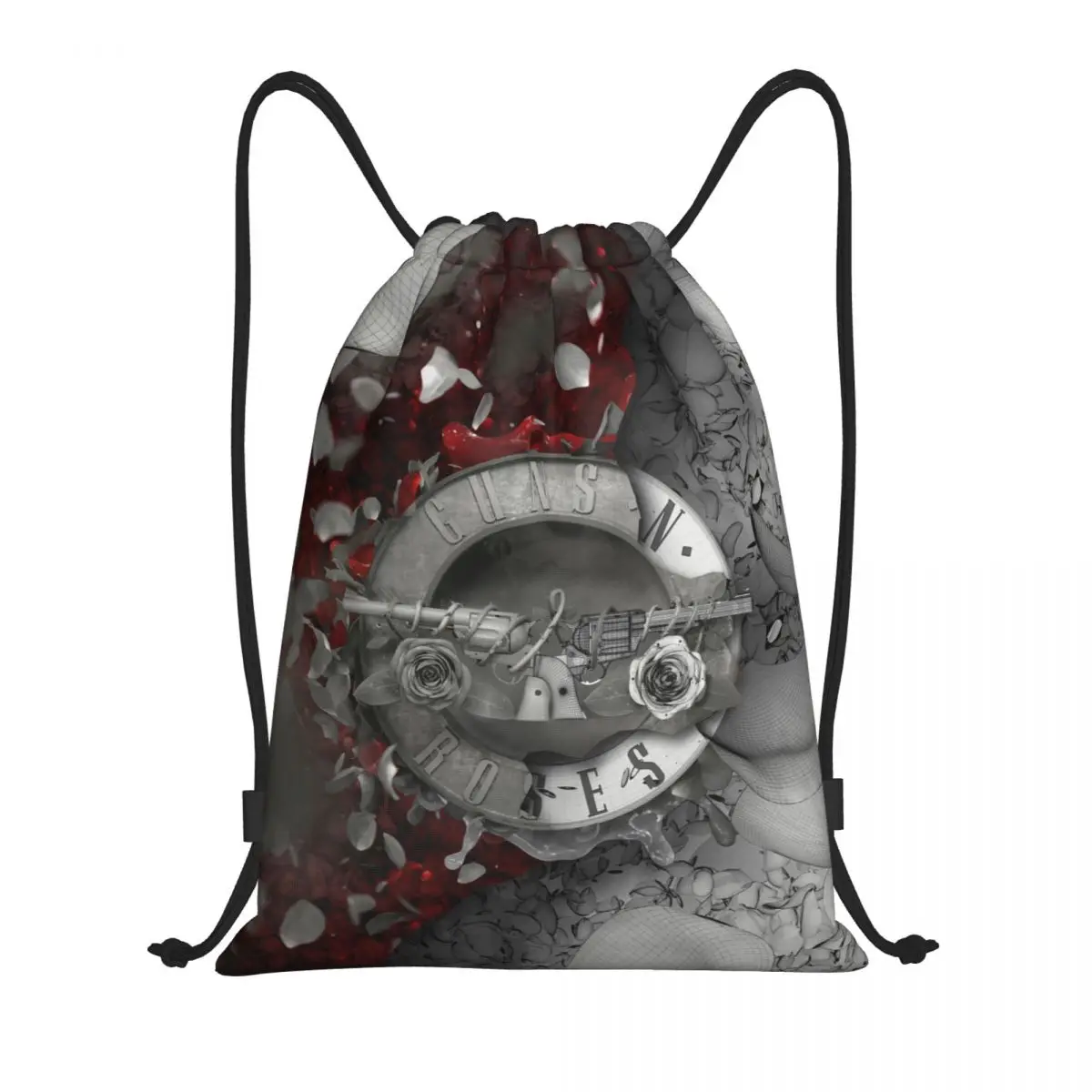 Guns N Roses Hard Rock Band-mochila con cordón para hombre y mujer, saco deportivo para gimnasio, bolsa de compras con logotipo de bala plegable