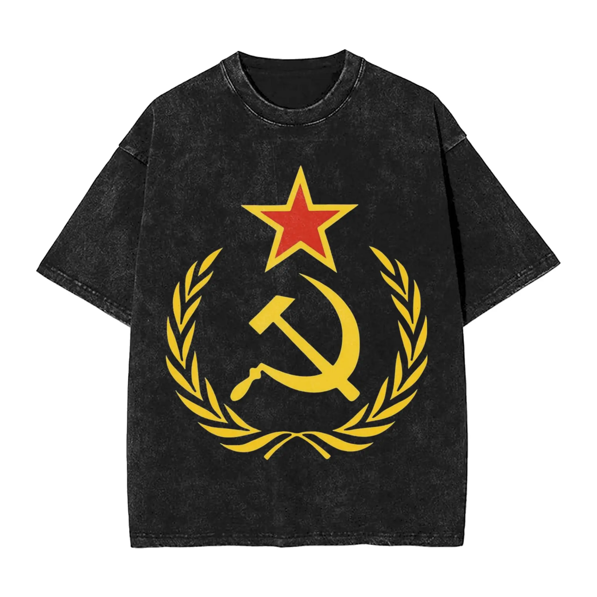 Soviet Hammer cccp T Shirt Hip Hop Washed Short Sleeve Oversize T-Shirt  Retro for Men Women Streetwear