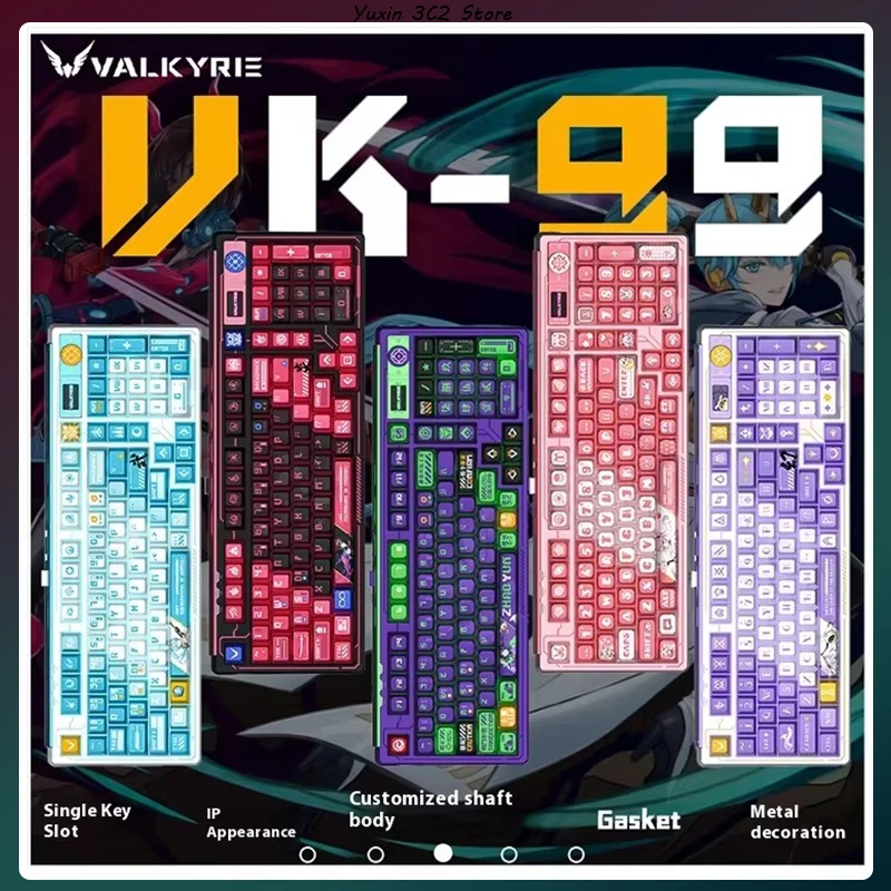 

VALKYRIE Vk99 E-Sport Game Mechanical Keyboards Hot Swapping 3 Mode 2.4g Wireless Bluetooth Rgb Gaming Pc Laptop Accessories