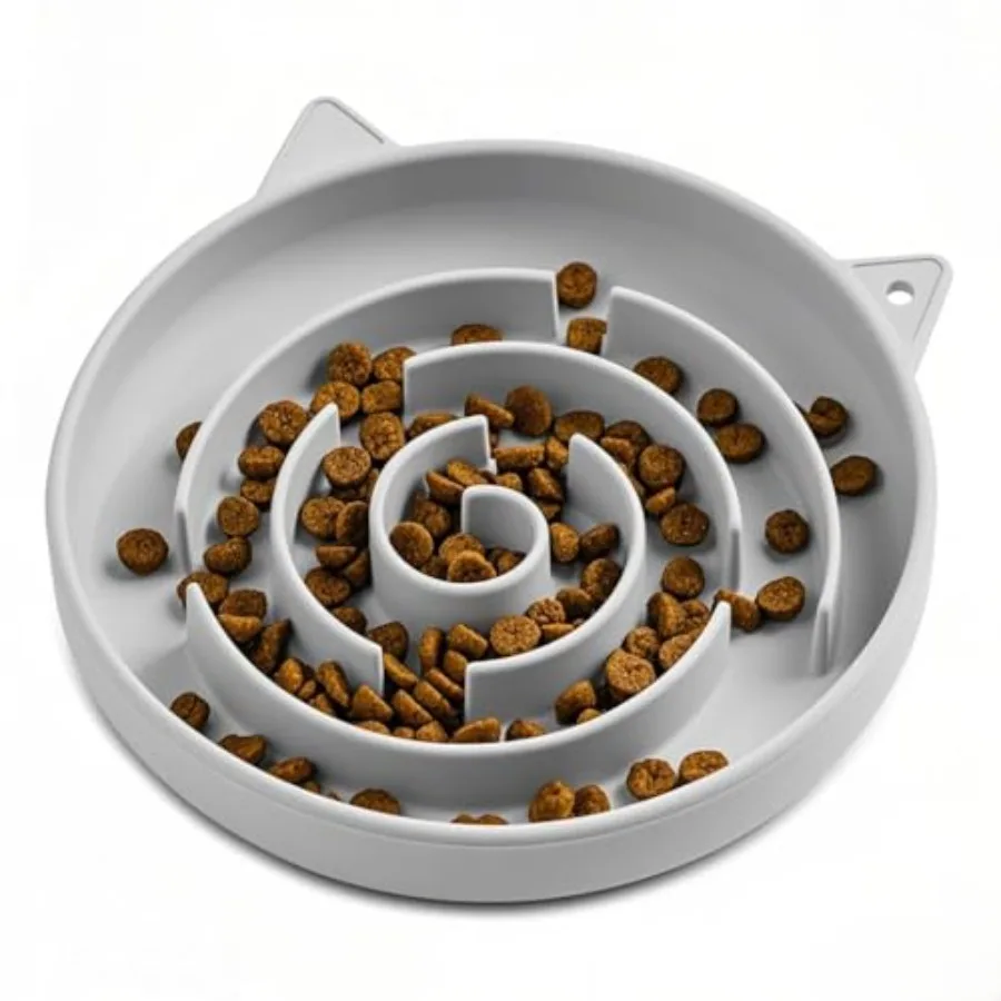 Slow Feeder Cat Bowl, Durable Anti-Gulping Cat Food Bowl for Healthy Digestion, Maze Design Easy to Clean for Wet/Dry Food