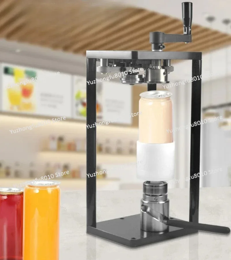 Desktop Manual Rotary Can Seamer 55MM PET Plastic Aluminum Tin Jar Soft Drinks Coffee Milk Bubble Tea Can Sealing Machine