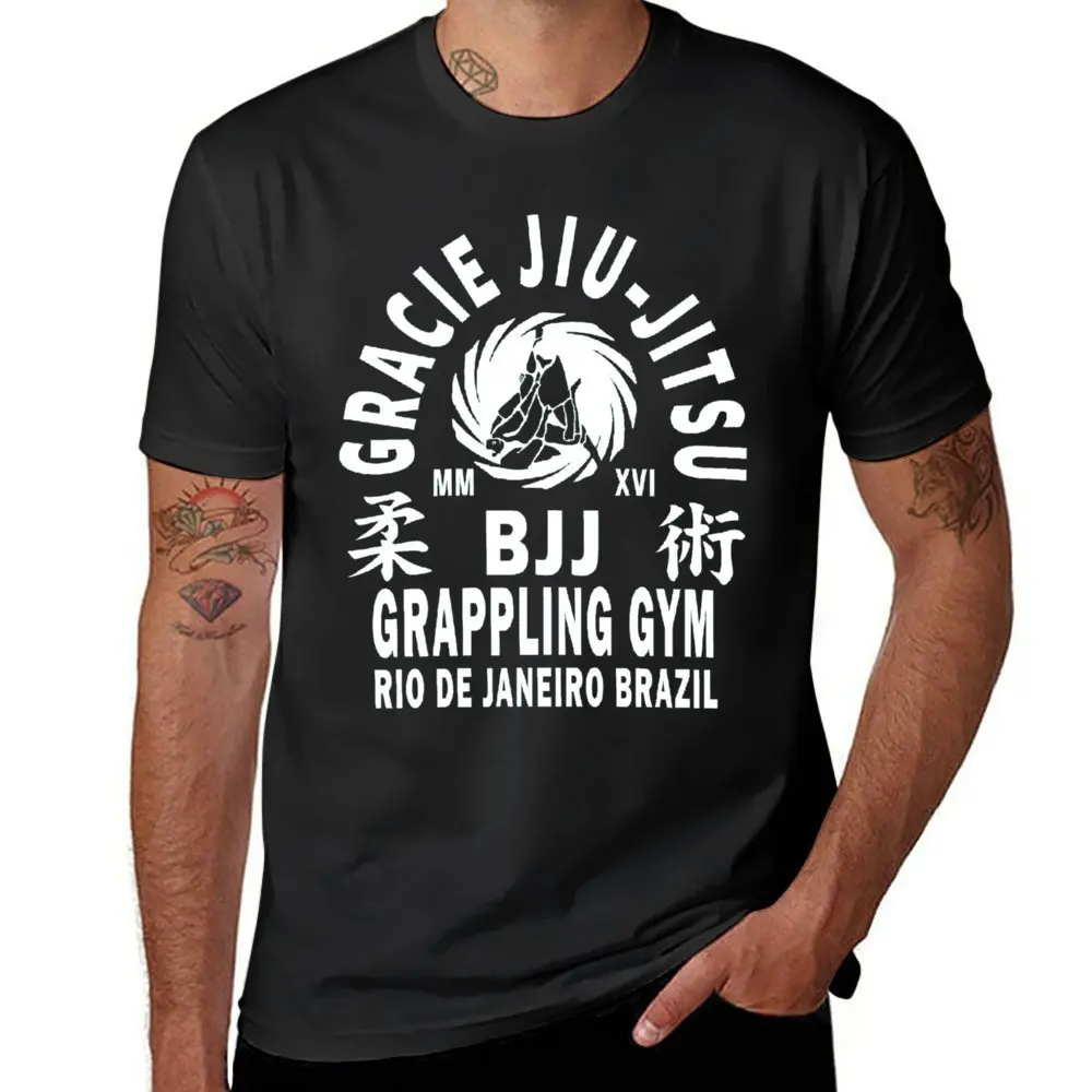 Essential gracie Jiu Jitsu เสื้อยืดคอกลมเสื้อยืดลายกราฟฟิกใส่เที่ยวขนาดสหรัฐอเมริกา