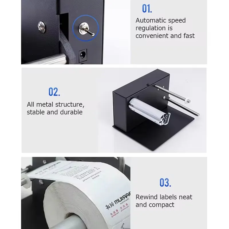 Automatic Label Rewinder Bi-directional Rewinding Labeling Machine Barcode Label Rolling Machine Sticker Rewinding Machine