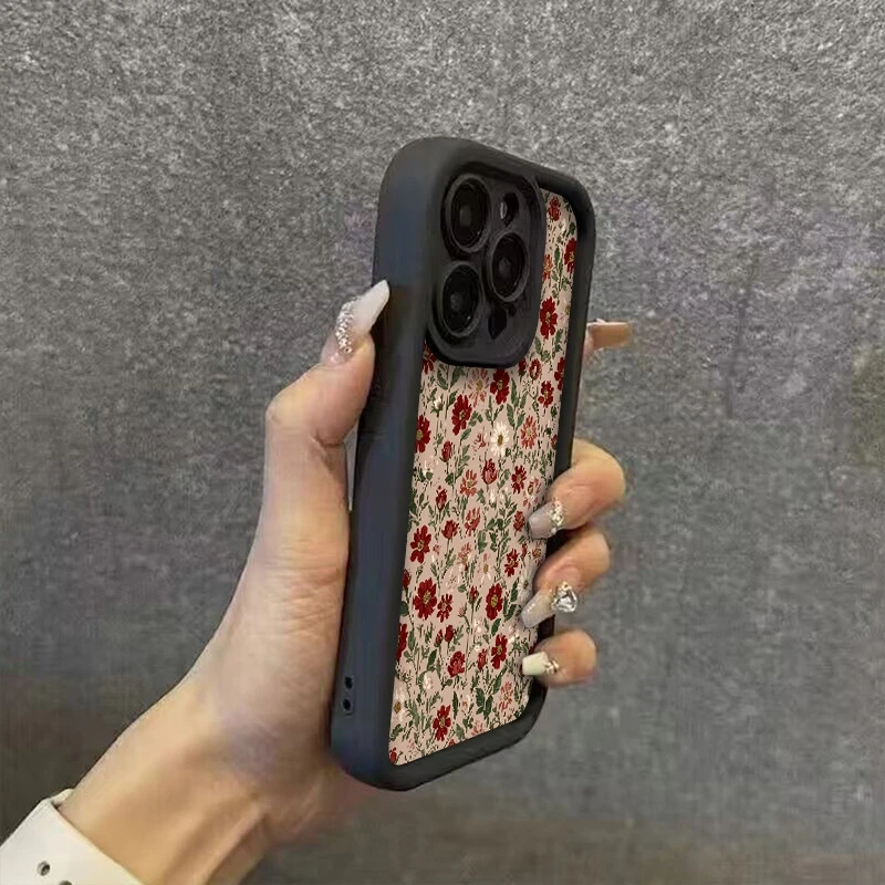 ل Xiaomi Poco X7 F6 F5 X6 X5 M6 Pro X3 F3 جراب هاتف لون الحلوى الرجعية الأزهار للصدمات لينة سيليكون الوفير الغطاء الخلفي Funda