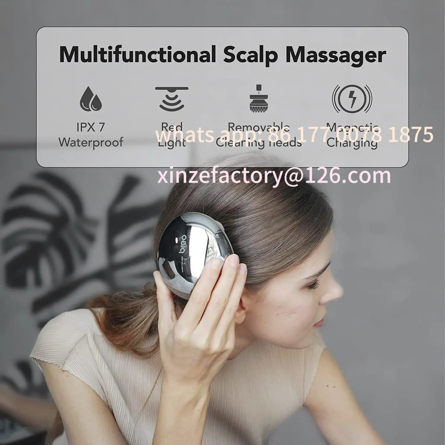 Customizable Scalp Mini Pro Massager Waterproof Electric Wireless Portable Infrared Technology Head Scalp Muscle Massager