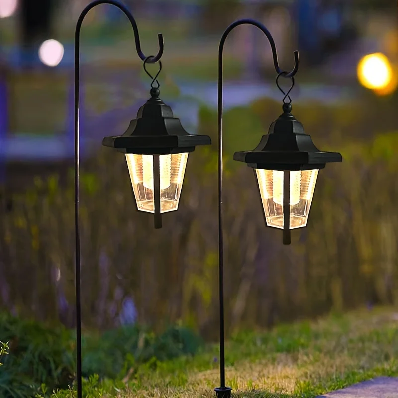 CY 2-Pack Vintage Hexagon LED Solar Lights, Outdoor Pathway Garden Yard Decor, Plastic Material