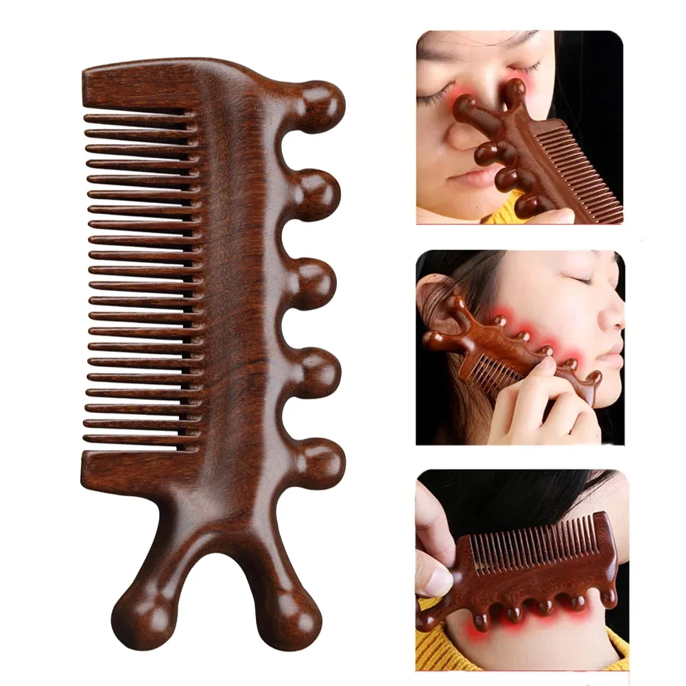 

Meridian Massage Comb Sandalwood Head Meridian Scalp Massager Body Guasha Tool Anti-static Comb Eye Shoulder Neck Massager