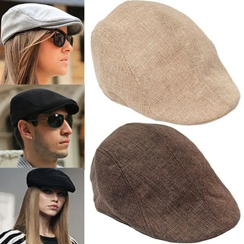 

Fashion Men Berets Cap British Style British Linen Beret Fashion Flat Caps Classic Vintage Cabbie Cap Chapeau Homme Peaked Cap