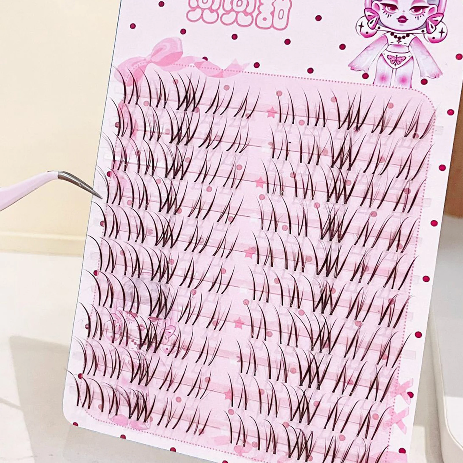 甘いブラウンのつけまつげ、ナチュラルエアマンガスタイル、個々のまつげクラスター、アジア人初心者向けメイクツール、コミックアイラッシュ