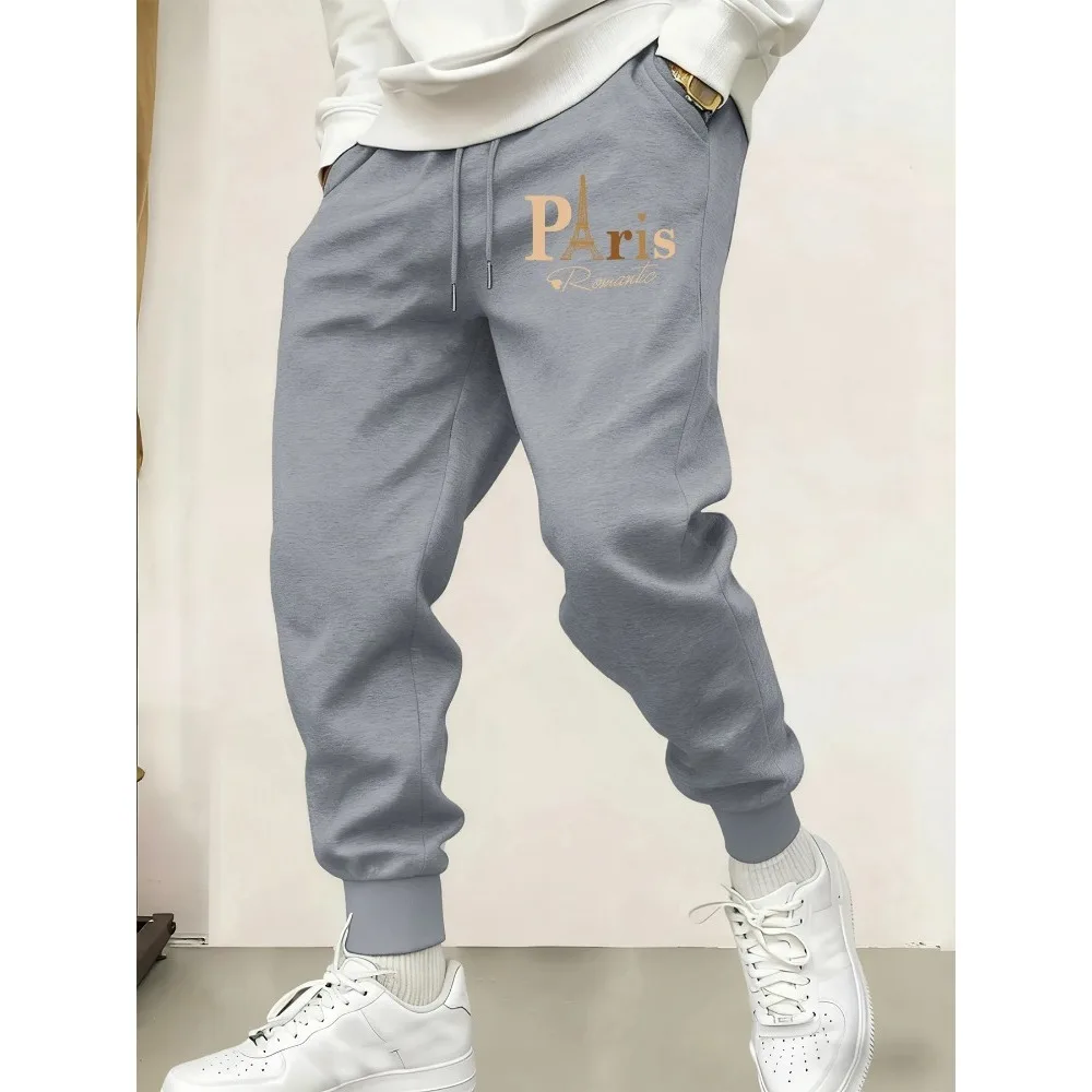 

Париж Романтический Эйфелева башня с принтом Мужские спортивные штаны Теплые бритвы Повседневные уличные длинные брюки Модные универсальные брюки в стиле хип-хоп